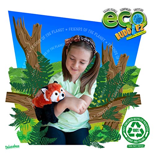 EcoBuddiez - Panda Rojo de Deluxebase. Peluche Mediano de 20 cm elaborado con Botellas de plástico recicladas. Lindo Peluche ecológico con Forma de animalito para niños pequeños.