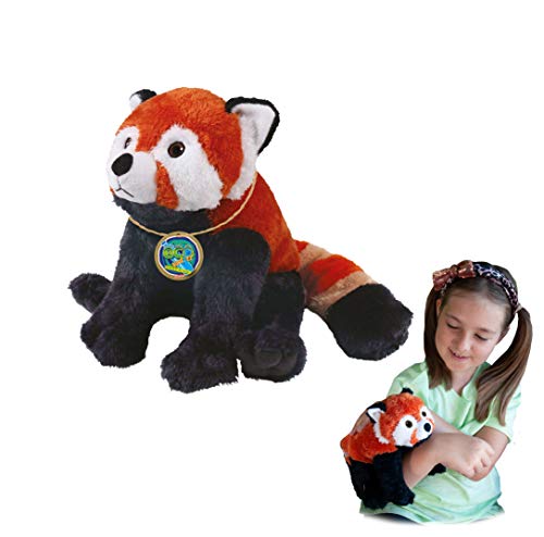 EcoBuddiez - Panda Rojo de Deluxebase. Peluche Mediano de 20 cm elaborado con Botellas de plástico recicladas. Lindo Peluche ecológico con Forma de animalito para niños pequeños.