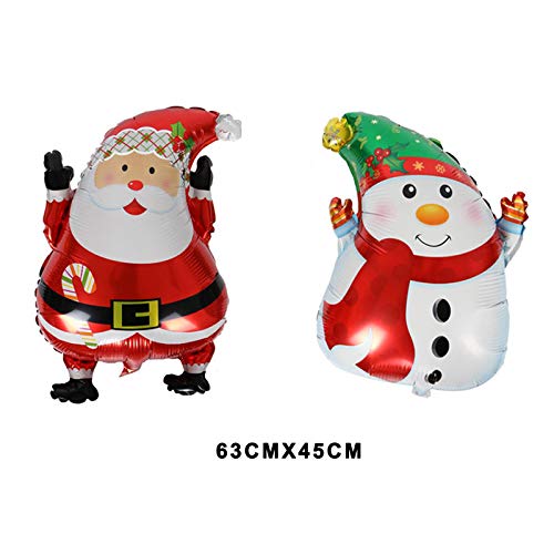 ED-Lumos Globos de Helio ８ Piezas Decoración para Navidad Color Multicolor Modelo Papá Noel Muñeco de Nieve Estrella Arbol de Navidad Muleta