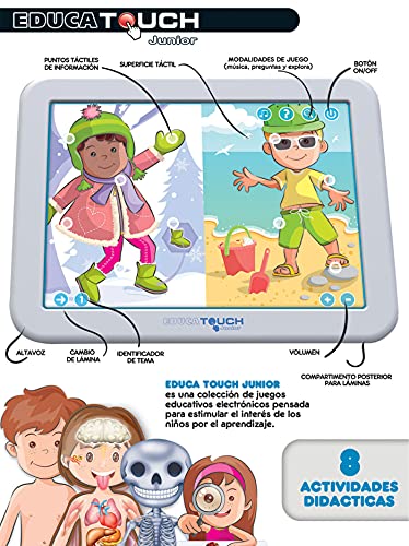 Educa 19174 EducaTouch Junior. El Cuerpo Humano. Juego Educativo Electrónico Infantil. A Partir de 2 años, Color Cranberry