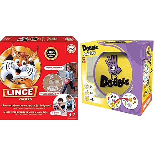 Educa - Lince-Viajero Juego De Mesa, Multicolor, 180 Imágenes (16392)+Zygomatic - Dobble - Español, Multicolor (57)