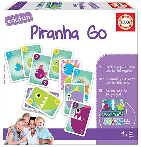 Educa - Piranha Go Juego de Cartas para Niños, Multicolor (18128)