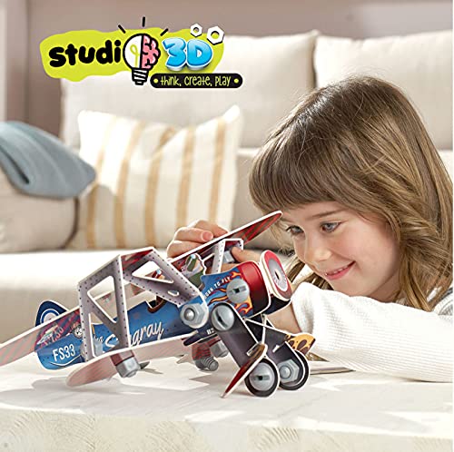 Educa Studio Puzzle en 3D con piezas, tornillos y tuercas. Monta un avión desde cero. +5 años (19185), multicolor