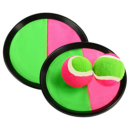 EKKONG Juego Captura de Bolas, Lanzar Deportes De Pelota, 2 Paletas (21cm) y 2 Bolas (6,3cm), Deportes al Aire Libre para Adultos Y Niños, Juegos Entre Padres E Hijos