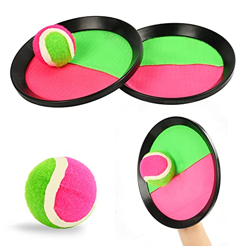 EKKONG Juego Captura de Bolas, Lanzar Deportes De Pelota, 2 Paletas (21cm) y 2 Bolas (6,3cm), Deportes al Aire Libre para Adultos Y Niños, Juegos Entre Padres E Hijos