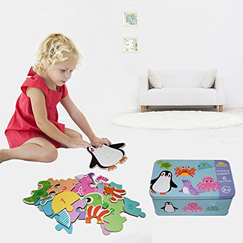 EKKONG Puzzles de Madera,Animales Rompecabezas,Juguetes Bebes, Puzzles de Madera Educativos para Bebé, Juguetes niños 1 año 2 3 4 5 6 años