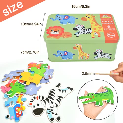 EKKONG Puzzles de Madera,Animales Rompecabezas,Juguetes Bebes, Puzzles de Madera Educativos para Bebé, Juguetes niños 1 año 2 3 4 5 6 años (6 Pack)