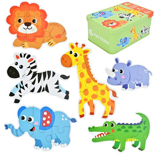 EKKONG Puzzles de Madera,Animales Rompecabezas,Juguetes Bebes, Puzzles de Madera Educativos para Bebé, Juguetes niños 1 año 2 3 4 5 6 años (6 Pack)