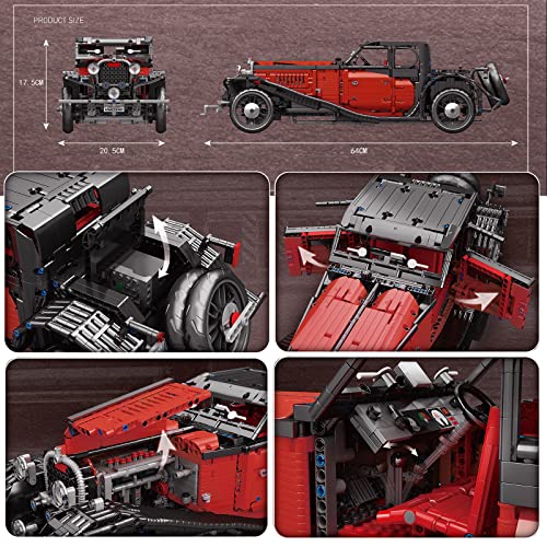 Elroy369Lion Técnica Serie RC Clásico Retro Bubble Auto Modelo de ladrillo con motores para Bugatti 50T, MOC DIY Simulations vehículo construcción juguete compatible con Lego Technic (3564 piezas)