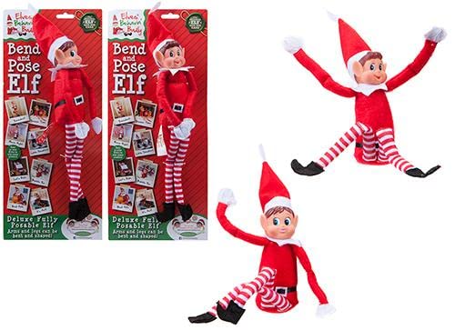 Elves Behavin Badly Elfo Flexible Flexible de 12"con Cabeza de Vinilo - Accesorio de Navidad (Niño Elfo Rojo)