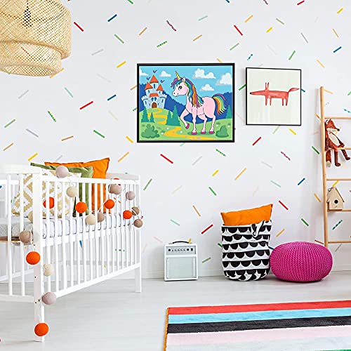 Emooqi Pintar por Números Niños, DIY Paint by Numbers Kits de Pintura Numeros con Lienzo, Cuadros por Numeros, Pinceles y Pinturas Acrílicas para Decoración Hogar, Sin Marco, 47 x 57cm (Unicornio)