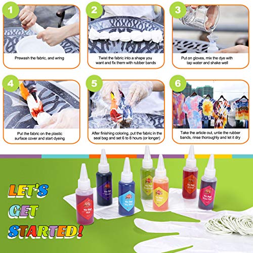 Emooqi Tie Dye Kit, Textiles de Tela 30 Piezas Colores Vibrantes Adecuado para Arte de Bricolaje Tie-Dye para Niños y Adultos