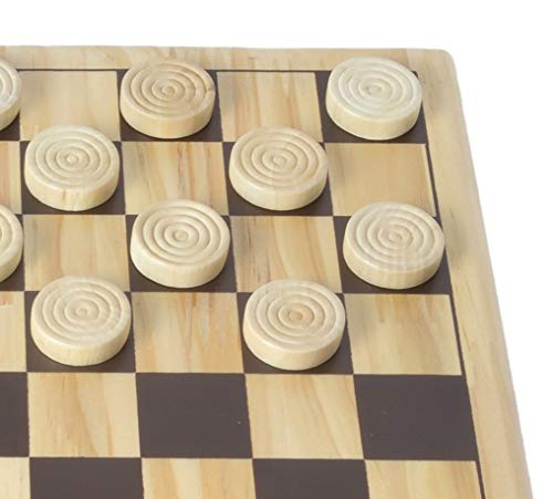 Engelhart - 150235-150236- Juego de ajedrez / Juego de Damas Madera de Abedul - 30 x 30 cm - Tablero de Juego de Madera Maciza - Juego Completo con Piezas - a Partir de 6 años (Damas)