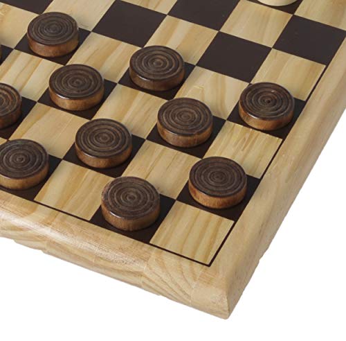 Engelhart - 150235-150236- Juego de ajedrez / Juego de Damas Madera de Abedul - 30 x 30 cm - Tablero de Juego de Madera Maciza - Juego Completo con Piezas - a Partir de 6 años (Damas)