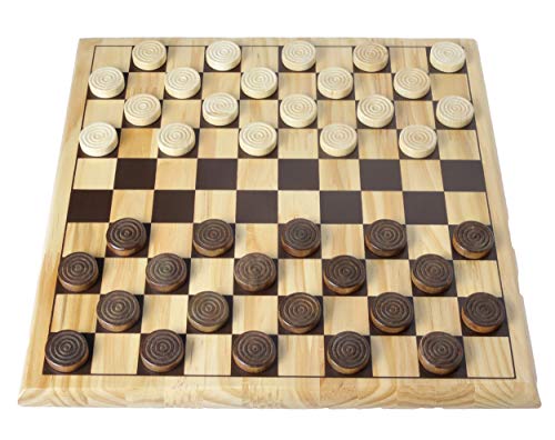 Engelhart - 150235-150236- Juego de ajedrez / Juego de Damas Madera de Abedul - 30 x 30 cm - Tablero de Juego de Madera Maciza - Juego Completo con Piezas - a Partir de 6 años (Damas)