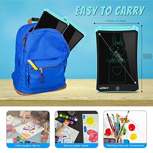 ERUW Tableta de Escritura LCD 8,5 Pulgadas, Tablet Escritura Pantalla LCD eWriters Infantil Tableta Grafica Dibujo Niños Adecuada para el Hogar, Escuela, Oficina, Cuaderno de Notas (Blue)