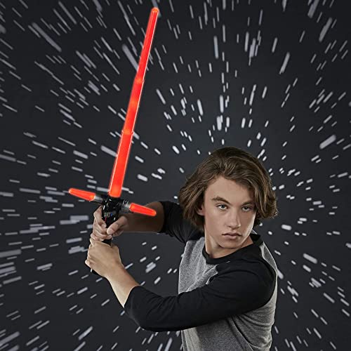 Espada láser de Star Wars, 81cm Force Awakens Espada láser retráctil Juguete para niño Espada de luz con sonido interactivo, Sable de luz rojo electrónico Juguete Regalo A