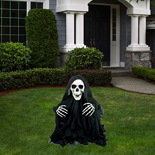 Estaca de Tierra Esqueleto de la Parca el Segador, Estacas de Jardín de Halloween para Decoraciones de Cementerio en Césped al Aire Libre de Halloween