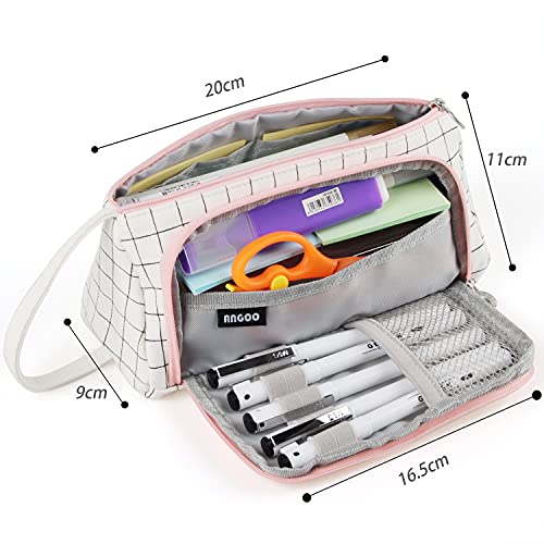 Estuche Escolar Grande, Cremallera Caja Case, Bolsa de Lápiz Portable Estuche Organizado para Estudiantes en Escuela y Empleados en Oficina (blanco)