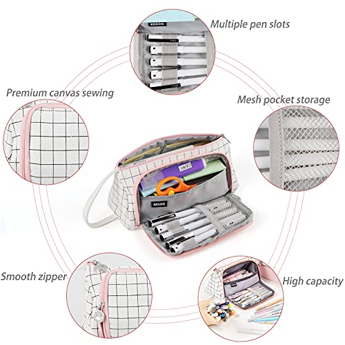 Estuche Escolar Grande, Cremallera Caja Case, Bolsa de Lápiz Portable Estuche Organizado para Estudiantes en Escuela y Empleados en Oficina (blanco)