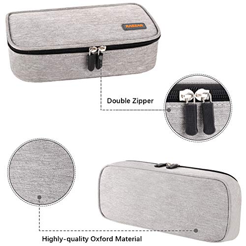 Estuche para lápices, estuche para bolígrafos de gran capacidad RAGZAN Bolso para bolsa Organizador de escritorio con cremallera para útiles escolares y de oficina (gris)