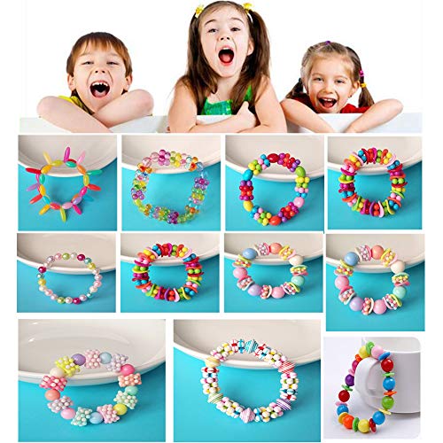 EWPARTSES 24 Clases Abalorios Perlas de Resina Acrílica Cuentas Redondas Abalorios Colores Piedras para Pulseras Joyas DIY Manualid para niños niña Regalo Pulsera DIY Haciendo Kit (Retro Style)