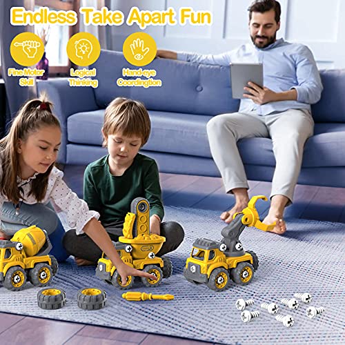 Excavadora Juguete TOYABI 5 En 1 DIY Desmontaje Vehículo De Construcción Robot Juguete Niño Niña Regalo de Cumpleaños de Navidad 3-8 Años