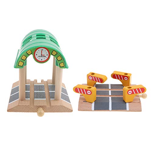 F Fityle 2 Piezas Accesorios de Vías de Tren de Madera Kit de Juguete de Construcción Ferroviaria DIY para Regalo de Niños