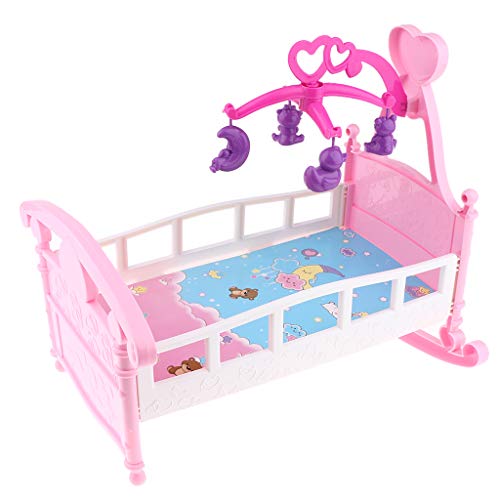 F Fityle Muñeca de Simulación, Cama Mecedora, Cuna de Juguete, Casa de Muñecas, Muebles de Dormitorio en Miniatura para Muñeca MellChan, Muñeca Reborn de 9-11