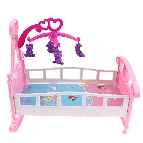 F Fityle Muñeca de Simulación, Cama Mecedora, Cuna de Juguete, Casa de Muñecas, Muebles de Dormitorio en Miniatura para Muñeca MellChan, Muñeca Reborn de 9-11