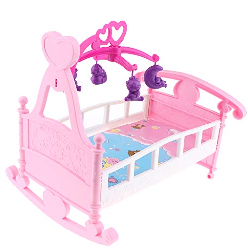 F Fityle Muñeca de Simulación, Cama Mecedora, Cuna de Juguete, Casa de Muñecas, Muebles de Dormitorio en Miniatura para Muñeca MellChan, Muñeca Reborn de 9-11