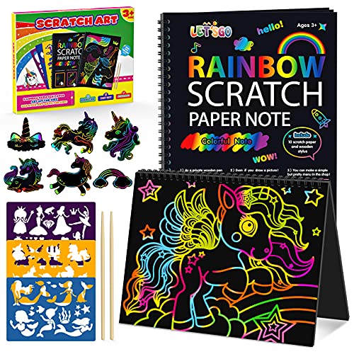 faentwc Regalo Niña 3-10 Años, Unicornios para Niñas Juguetes Niña 3-10 Años Scratch Art Juguetes Niños 3-10 Años Regalos Niña 3-10 Años Manualidades Niños Magic Scratch Book Regalo Navidad niño