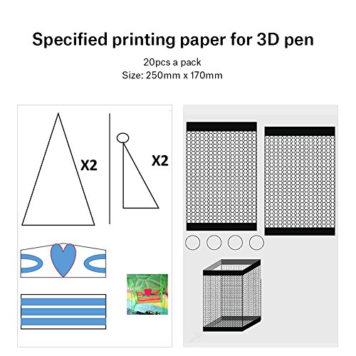 fasient Papel de impresión de 20 Piezas para bolígrafo 3D, 40 Patrones de Dibujos Animados Que pintan Plantilla de Graffiti con Dos Patrones positivos y Negativos, para niños DIY, 250 mm x 170 mm