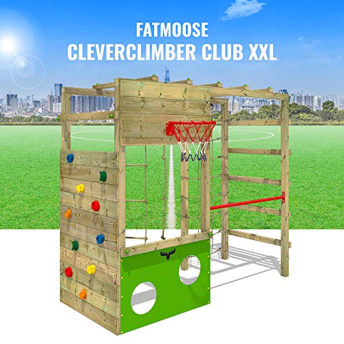 FATMOOSE Parque infantil de madera CleverClimber Área de juegos da exterior, pared de escalada Sueco con arenero y pared de escalada para niños