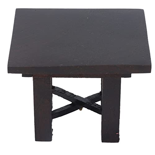 FEBT Juego de Mesa de Comedor en Miniatura para Casa de Muñecas, Juego de Mesa de Comedor en Miniatura, Exquisita Mano de Obra en Madera Negra para la Sala de Estar de la Casa de Muñecas