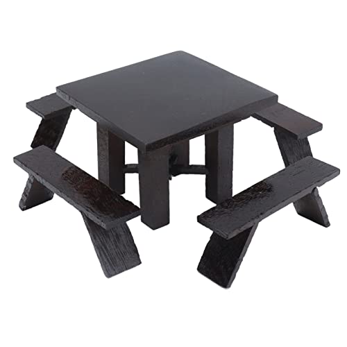 FEBT Juego de Mesa de Comedor en Miniatura para Casa de Muñecas, Juego de Mesa de Comedor en Miniatura, Exquisita Mano de Obra en Madera Negra para la Sala de Estar de la Casa de Muñecas