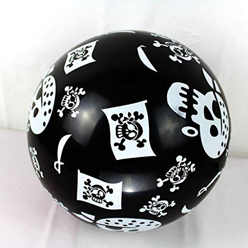 Feelairy 22 pcs Globos Piratas Gigantes Globo de Helio Barco Pirata, Globos de Calavera, Globos de Látex LunaresRojos, Globos Blancos, Juego de Accesorios Piratas para Cumpleaños de Niños