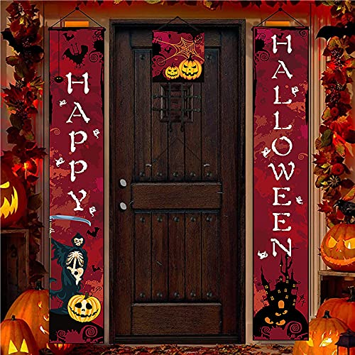 Feliz Halloween Banner Banner de Fiesta de Halloween Conjunto de pancartas de Halloween Decoración de Puerta de Halloween Decoración de Cortina de Halloween Pantalla de Halloween Letrero Colgante