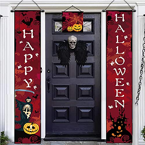 Feliz Halloween Banner Banner de Fiesta de Halloween Conjunto de pancartas de Halloween Decoración de Puerta de Halloween Decoración de Cortina de Halloween Pantalla de Halloween Letrero Colgante