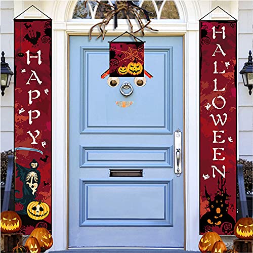 Feliz Halloween Banner Banner de Fiesta de Halloween Conjunto de pancartas de Halloween Decoración de Puerta de Halloween Decoración de Cortina de Halloween Pantalla de Halloween Letrero Colgante