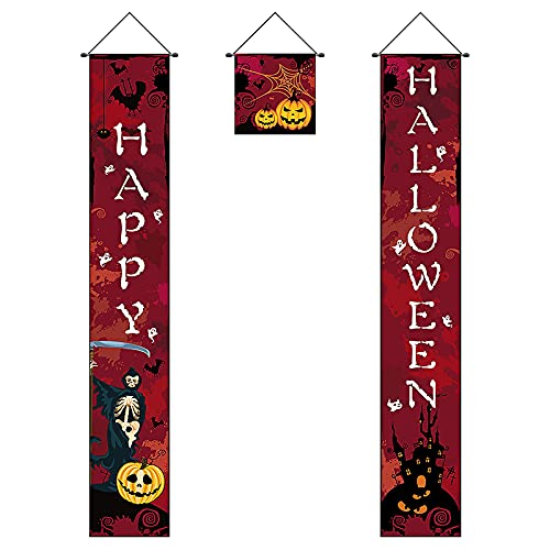 Feliz Halloween Banner Banner de Fiesta de Halloween Conjunto de pancartas de Halloween Decoración de Puerta de Halloween Decoración de Cortina de Halloween Pantalla de Halloween Letrero Colgante