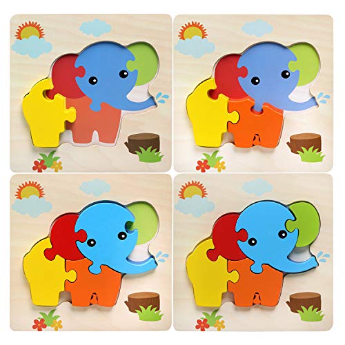 Felly Juguetes Bebe, Juguetes Montessori, Puzzles de Madera Educativos para Bebé, Juguetes niños 1 año 2 3 4 5 6 años, Dibujo de Animal Colorido con Placa, Regalo de cumpleaños, Navidad