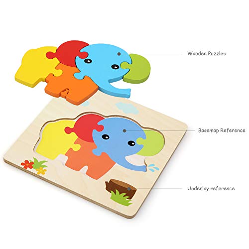 Felly Juguetes Bebe, Juguetes Montessori, Puzzles de Madera Educativos para Bebé, Juguetes niños 1 año 2 3 4 5 6 años, Dibujo de Animal Colorido con Placa, Regalo de cumpleaños, Navidad