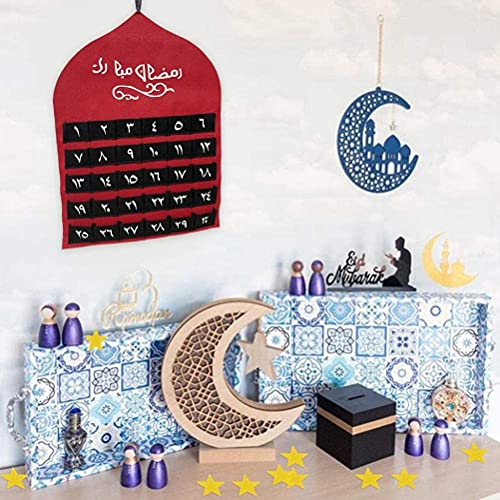 FFVWVGGPAA 2021 Calendario de Cuenta atrás de Eid Mubarak para Colgar en la Pared Calendario de Ramadán para niños Regalos de Eid Decoración de Fiesta de Ramadán F0090015