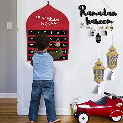 FFVWVGGPAA 2021 Calendario de Cuenta atrás de Eid Mubarak para Colgar en la Pared Calendario de Ramadán para niños Regalos de Eid Decoración de Fiesta de Ramadán F0090015