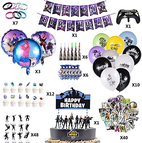 FGen Globos Decoracion, 123 Pcs De Decoraciones Para Fiestas De Videojuegos, Que Se Utilizan Para Suministros Para Fiestas De Fanáticos De Los Videojuegos, Incluidas Pegatinas De Pulsera