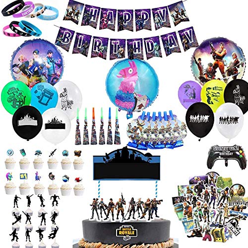 FGen Globos Decoracion, 123 Pcs De Decoraciones Para Fiestas De Videojuegos, Que Se Utilizan Para Suministros Para Fiestas De Fanáticos De Los Videojuegos, Incluidas Pegatinas De Pulsera