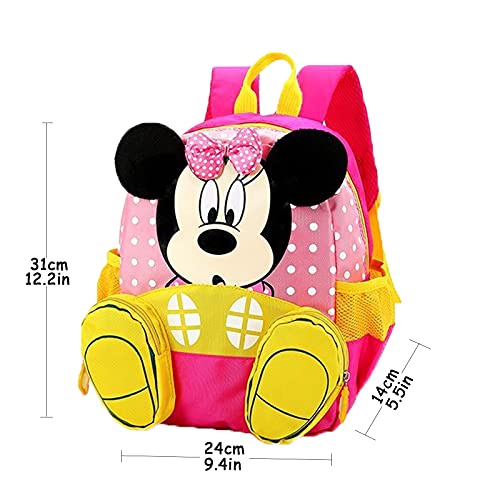 FGen Mochila Minnie,Mochila Minnie Mouse Infantil ,Mochila Infantil,Mochila de Gran Capacidad, para la Guarderia, Niña ,Niño (Rosa)