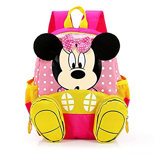 FGen Mochila Minnie,Mochila Minnie Mouse Infantil ,Mochila Infantil,Mochila de Gran Capacidad, para la Guarderia, Niña ,Niño (Rosa)