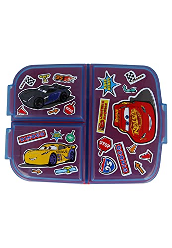 Fiambrera de Cars para niños, con 3 compartimentos y pegatina para el nombre.